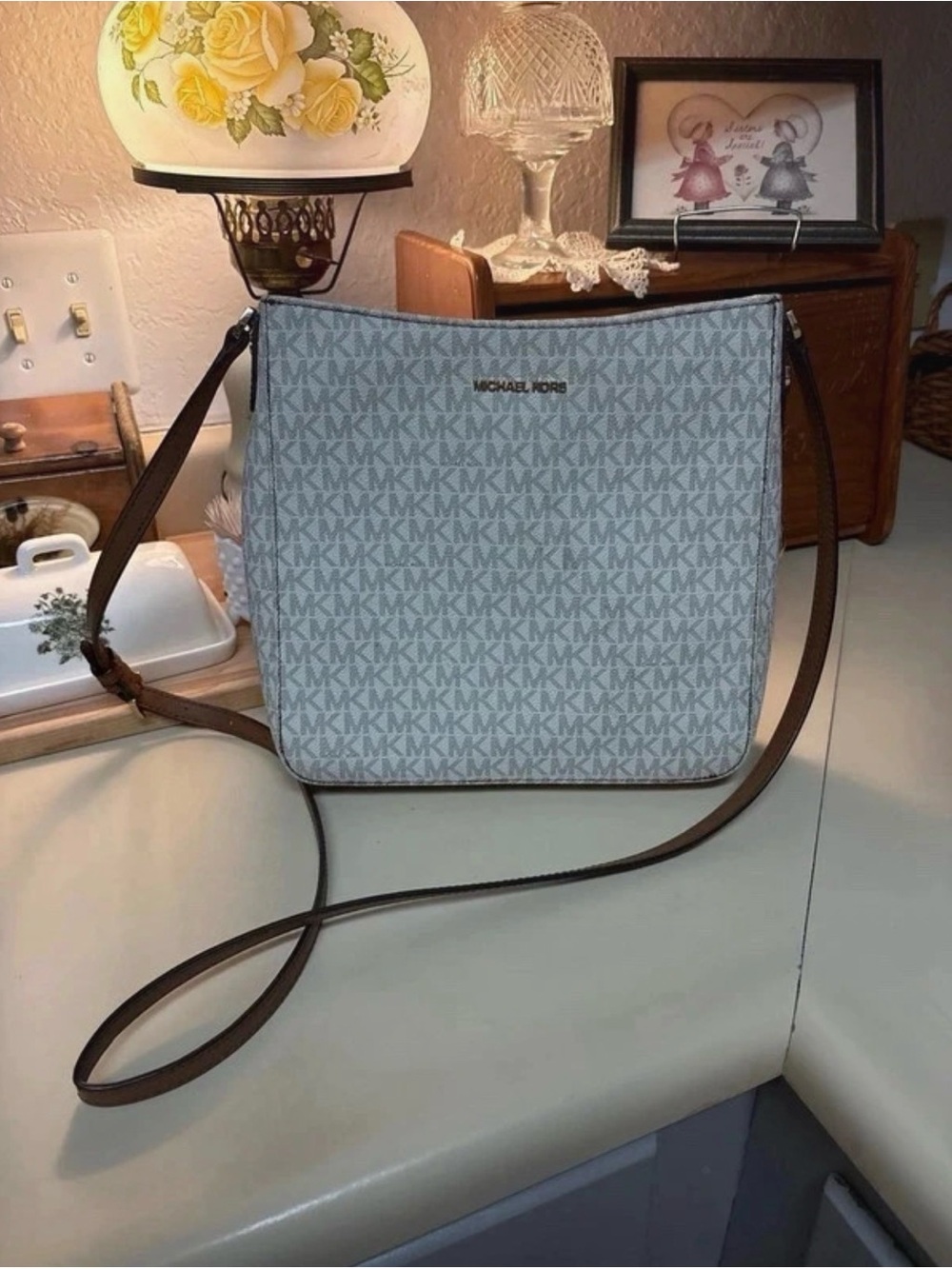 Michael Kors Signature MK Crossbody Bag in White